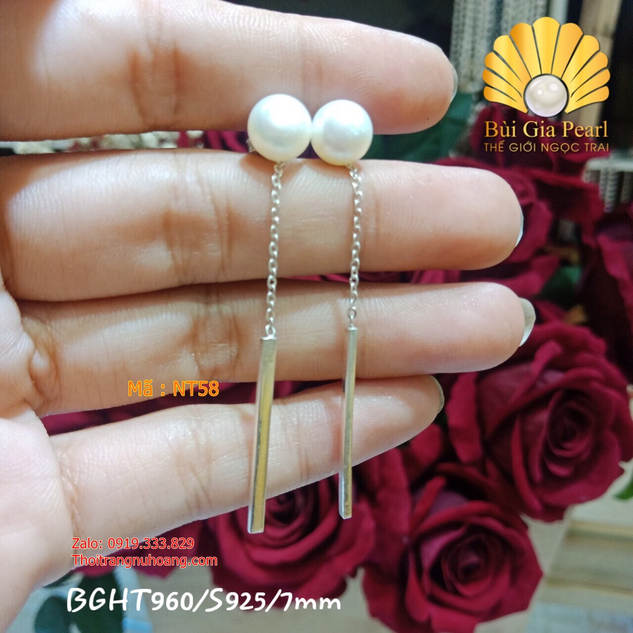 Hoa tai bạc bán cầu 7li NT58
